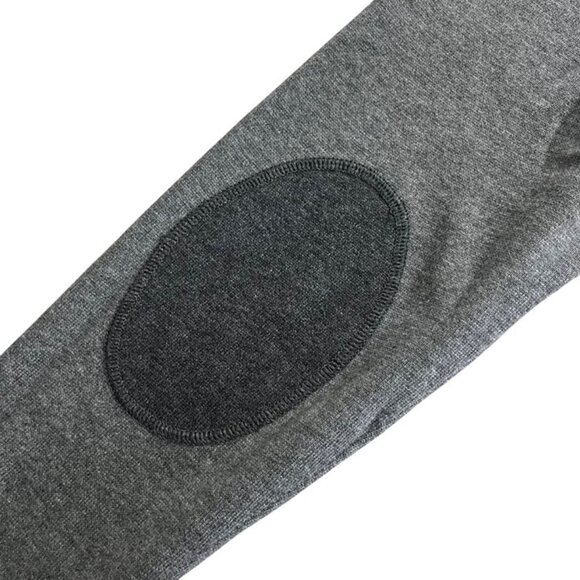 John Henric men's sweater M gray cotton v neck long sleeve pullover elbow patch - Picture 5 of 8